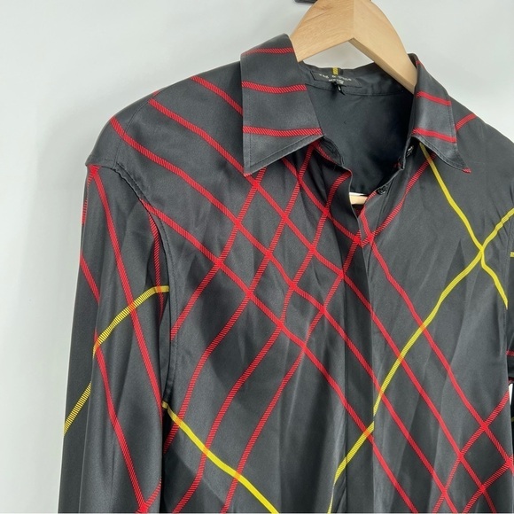 Rag and Bone Silk windowpane Edith Plaid blouse Size medium Tunic - Picture 10 of 16